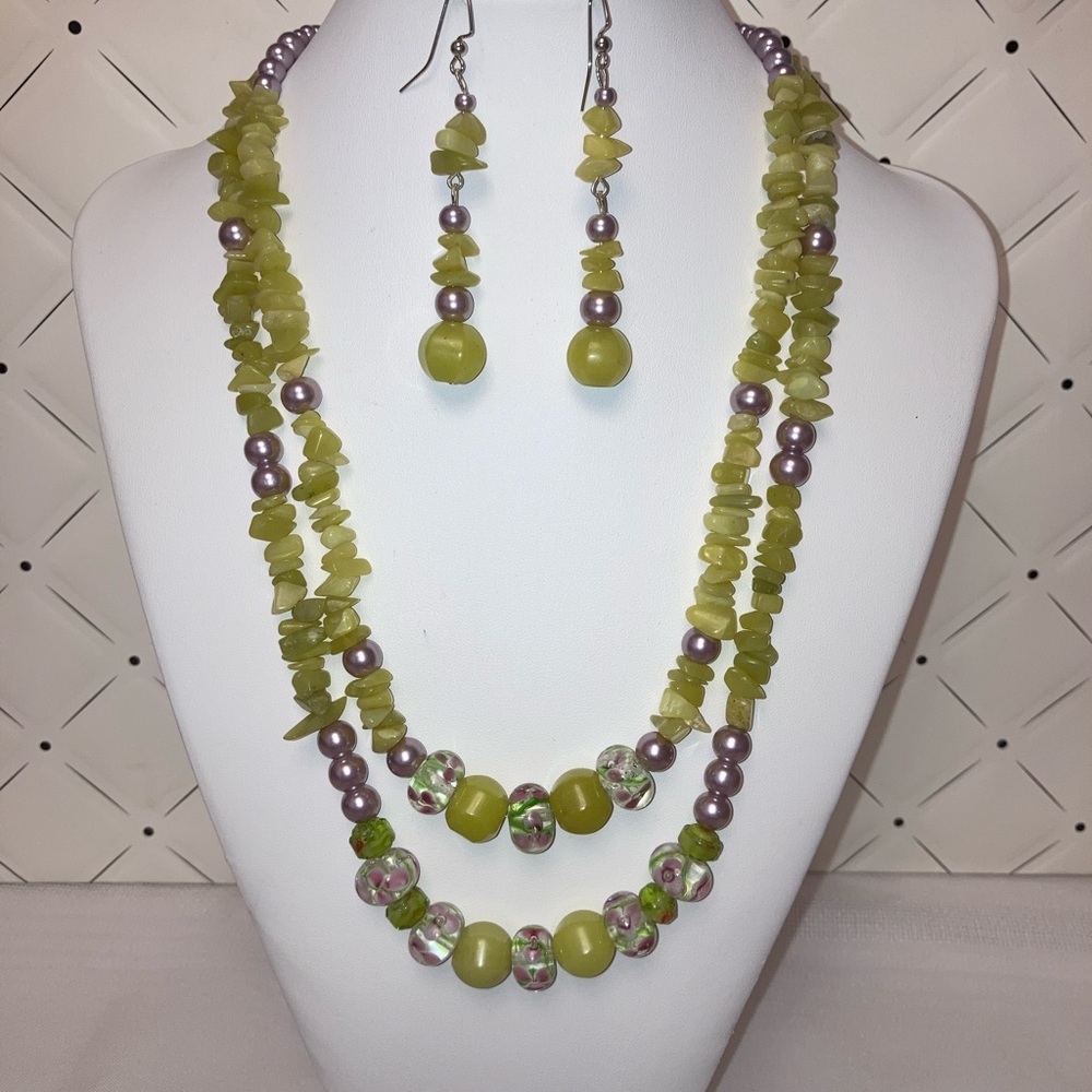 Peace jade beads Necklace set ❤️